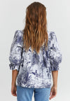 Pulz Nadia Printed Blouse, Navy & White