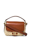 Ralph Lauren Addie Large Straw Crossbody Bag, Brown & Cream