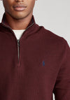 Ralph Lauren Textured Half Zip Jumper, Wine