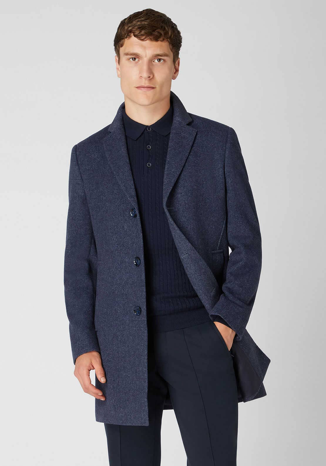 Remus Uomo Quinn Wool Rich Tailored Coat, Navy - McElhinneys