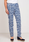 Robell Bella Animal Print Full Length Stretch Trousers, Navy