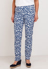 Robell Bella Animal Print Full Length Stretch Trousers, Navy