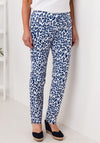 Robell Bella Animal Print Full Length Stretch Trousers, Navy