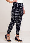 Robell Bella 09 Polka Dot Slim Cropped Trousers, Navy