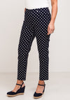 Robell Bella 09 Polka Dot Slim Cropped Trousers, Navy