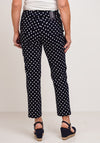 Robell Bella 09 Polka Dot Slim Cropped Trousers, Navy