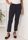 Robell Bella 09 Polka Dot Slim Cropped Trousers, Navy