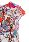 Robell R.O.B. Satin Paisley Print Ruffle Neck Top, Pink Multi