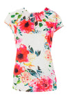 Robell R.O.B. Satin Poppy Floral Print Ruffle Neck Top, Multi