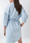 Salsa Belted Denim Shirt Mini Dress, Light Blue