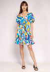 Seventy1 Vibrant Print Pleated Mini Dress, Blue Multi