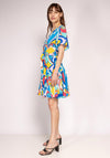 Seventy1 Vibrant Print Pleated Mini Dress, Blue Multi