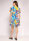 Seventy1 Vibrant Print Pleated Mini Dress, Blue Multi