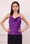 Seventy1 Satin Cowl Neck Cami Top, Violet