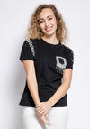 Seventy1 Pearl & Rhinestone Embellished T-Shirt, Black