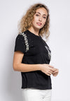 Seventy1 Pearl & Rhinestone Embellished T-Shirt, Black