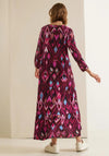 Street One Ikat Print Maxi Tiered Dress, Pink Multi