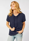 Cecil Short Sleeve Hooded T-Shirt, Deep Blue