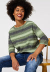 Street One Ombre Stripe Knit Jumper, Novel Green