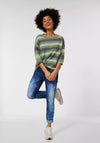 Street One Ombre Stripe Knit Jumper, Novel Green