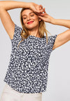 Street One Leaf Print Top, Navy & White