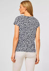 Street One Leaf Print Top, Navy & White