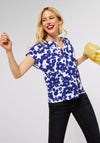 Street One Floral V Neck Blouse, Intense Blue