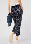 Street One Loose Printed Trousers, Dark Vintage Blue