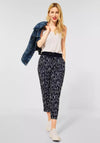 Street One Loose Printed Trousers, Dark Vintage Blue