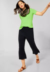 Street One Ribbed Round Neckline T-Shirt, Peppy Green