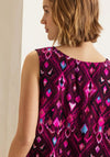 Street One Ikat Print Sleeveless Top, Pink Multi