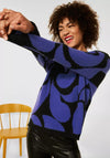 Street One Soft Knit Abstract Jumper, Blue & Black