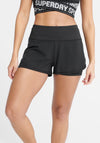 Superdry Womens Sport Double Layer Shorts, Black