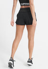 Superdry Womens Sport Double Layer Shorts, Black