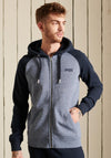 Superdry Vintage Logo Baseball Full-Zip Hoodie, Tois Blue Grit & Eclipse Navy