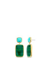 Ti Sento Milano Malacite Green Rectangular Drop Earrings, Gold