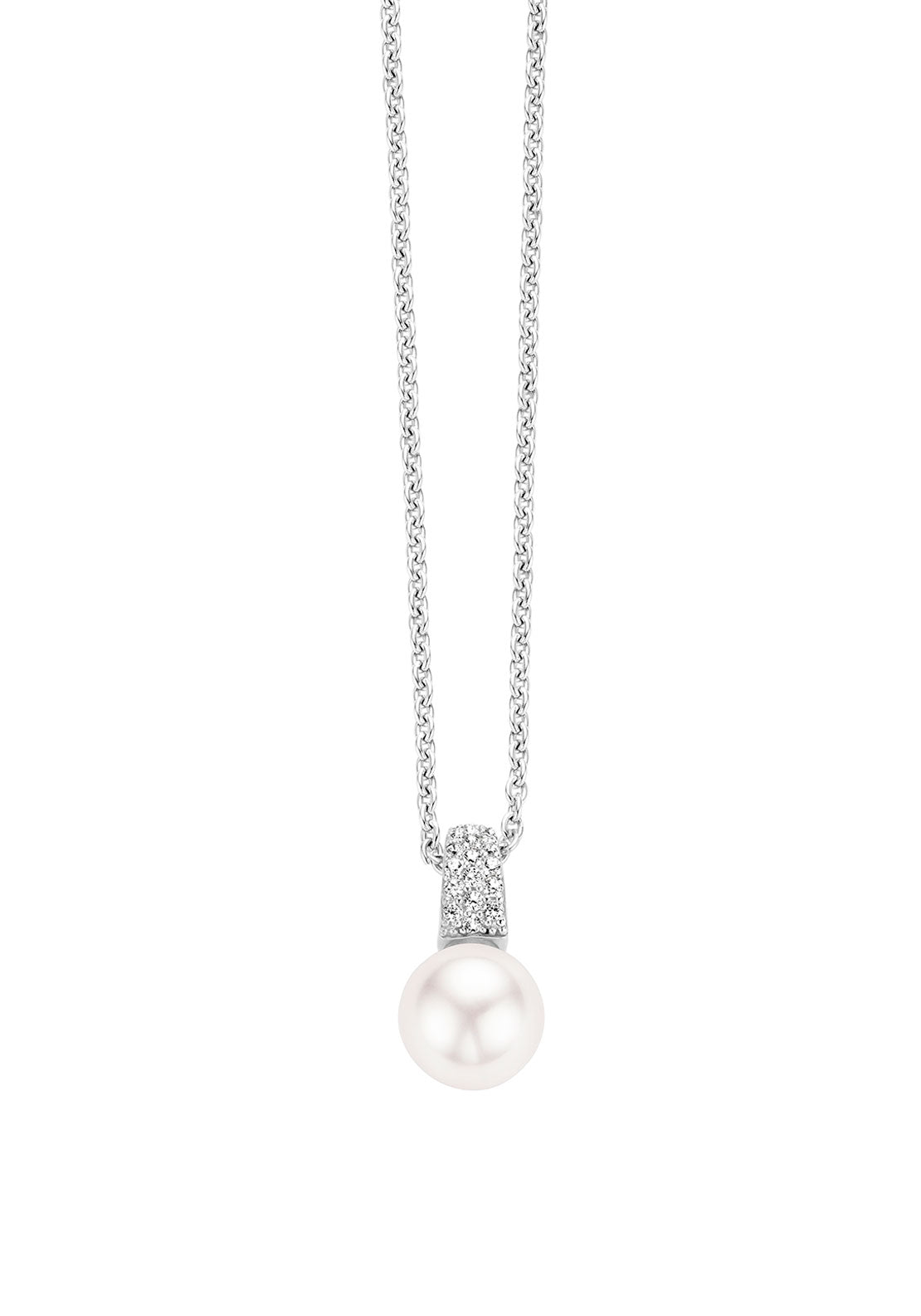 Ti Sento Drop Pendant Pearl Necklace, Silver - McElhinneys