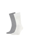 Tommy Hilfiger 2 Pack Logo Block Socks, Grey Melange