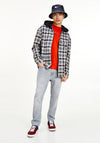 Tommy Jeans Check Hooded Overshirt, Black Multi