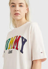 Tommy Jeans Womens Relaxed Crew Neck Tshirt, White