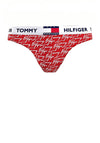 Tommy Hilfiger Womens Signature Logo Thong, Red Print