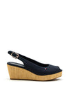 Tommy Hilfiger Womens Iconic Sling Back Wedge Sandals, Navy
