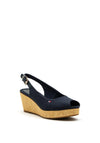 Tommy Hilfiger Womens Iconic Sling Back Wedge Sandals, Navy