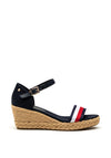 Tommy Hilfiger Womens Ribbon Mid Wedge Sandals, Navy