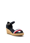 Tommy Hilfiger Womens Ribbon Mid Wedge Sandals, Navy