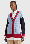 Tommy Hilfiger Womens Relaxed Colour Block Cardigan, Moon Blue