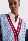 Tommy Hilfiger Womens Relaxed Colour Block Cardigan, Moon Blue