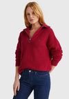 Tommy Hilfiger Womens Half Zip Knit Jumper, Royal Berry