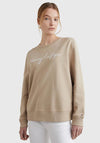 Tommy Hilfiger Womens Graphic Signature Sweatshirt, Beige