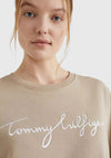 Tommy Hilfiger Womens Graphic Signature Sweatshirt, Beige